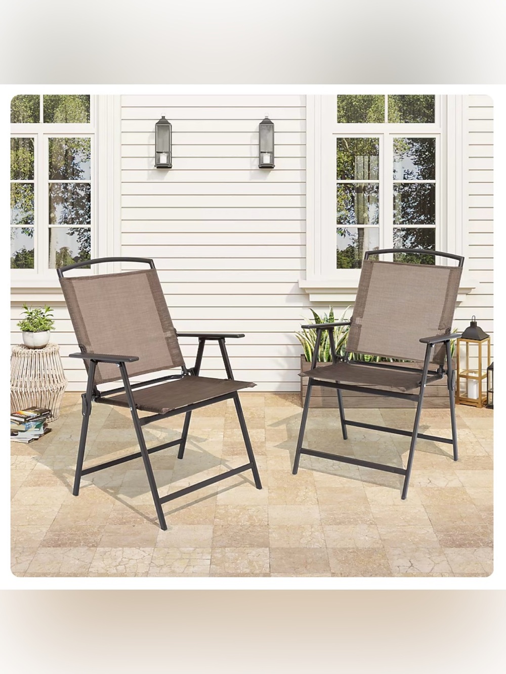 BRAND NEW SET OF TWO BLACK STEEL FRAME DINING CHAIRS WITH BROWN MESH SEAT ❗️